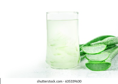 The Aloe Vera Juice Healthy drink on white background