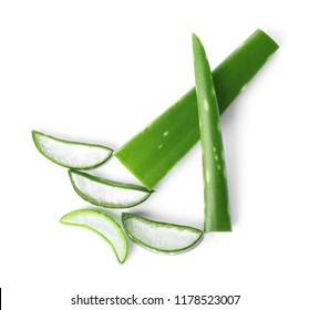 Aloe Vera Slices On White Background