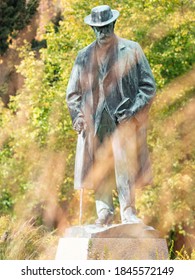 Alois Jirasek Bronze Statue In Hronov Hometown. 24th Of October 2020.  Popular Author Of Historical Literature 1851-1930 Lived In Time Of Of The Austro-Hungarian Monarchy And The First Czech Republic.