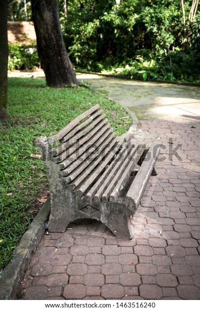 Alone Cement Bench Park Parks Outdoor Holidays Stock Image