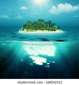 Alone Island In The Ocean, Abstract Environmental Backgrounds