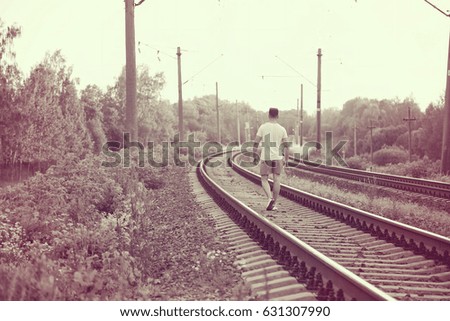 Similar – Foto Bild Mann, der mit dem Zug geht