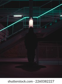 Alone in the night under the light