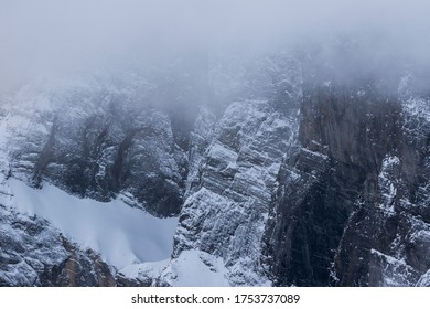 Alp Mountains Near Leukerbad, Switzerland, During Winter.