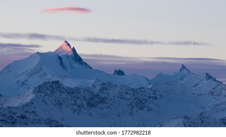 Alp Mountains Near Leukerbad, Switzerland, During Winter.