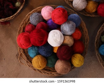 Alpaca Wool Balls In A Basket