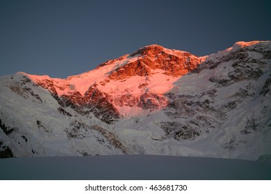 Alpenglow On Pik Pobeda (7439 M).
Tien Shan, Kyrgyzstan