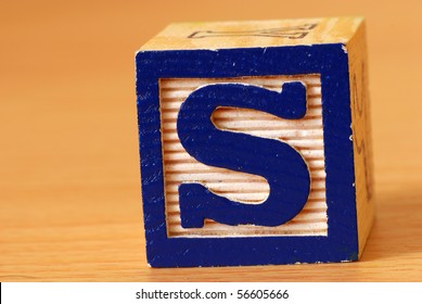 Alphabet Block With A Blue Letter S