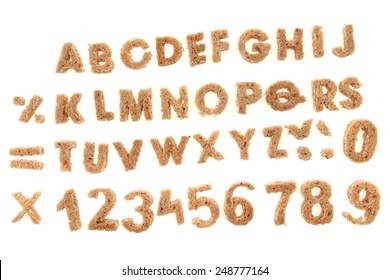 alphabet from bread isolated on the white background