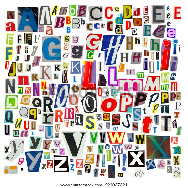 Alphabet Cut Out Newspapers Stock Photo (Edit Now) 594037391