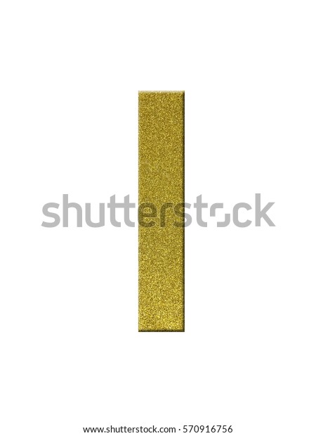 Alphabet (I) text gold glitter isolated on white\
background for design
