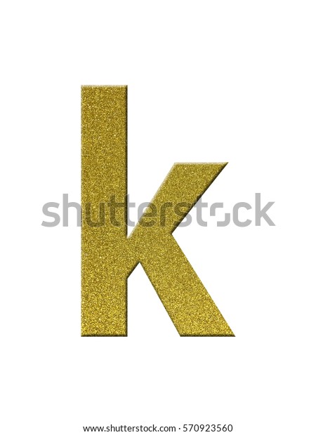 Alphabet (k) text gold glitter isolated on white\
background for design