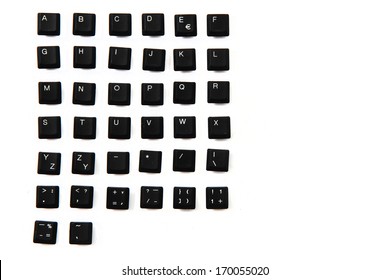 Alphabet From Keyboard Keys Isolated On The White Background 