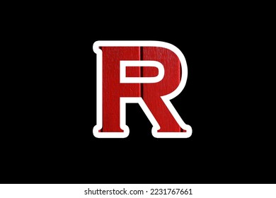 Alphabet Letter R - Red paint wood background