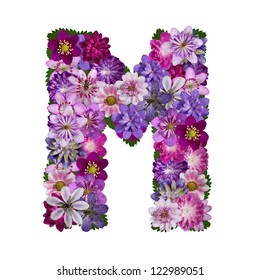 alphabet made of flower  letter m