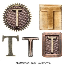 Alphabet Made Of Wood And Metal. Letter T