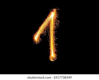 Alphabet and Number one sparklers on black background by light painting.number 1 sparkling golden for party and Celebrate. - Powered by Shutterstock - Get 15% off with code: PIKWIZARD15