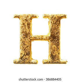 Alphabet And Numbers In Gold Leaf Isolated On White