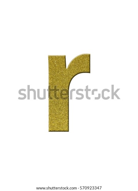 Alphabet (r) text gold glitter isolated on white\
background for design
