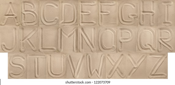 alphabet from sand. Capital letters.