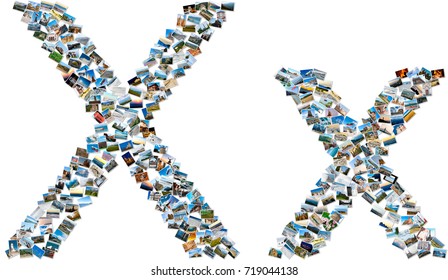The alphabet series - collage of travel photos forming capital and small english letter X - Shutterstock ID 719044138