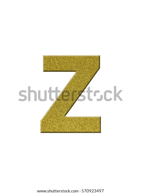 Alphabet (z) text gold glitter isolated on white\
background for design