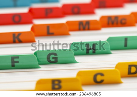 Alphabetical Color Coded Business Card File System.