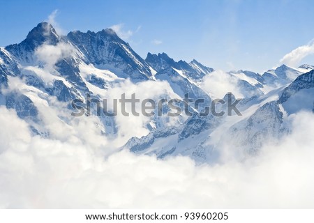Alpine Alps mountain landscape at Jungfraujoch, Top of Europe Switzerland