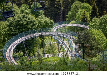 Alpine Coaster on the Mount Mottarone over Stresa at the Lago Maggiore in Piemont, Italy