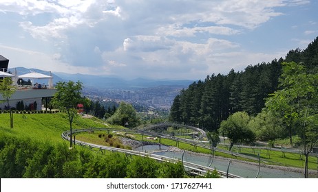 The Alpine Coaster On The Mountain Trebevic And View On City Of Sarajevo In Distance