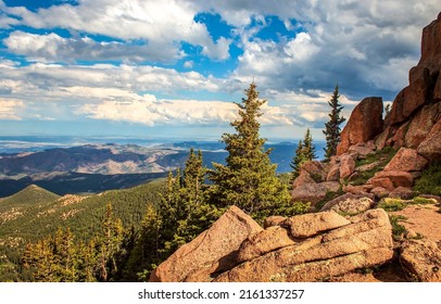 Alpine mountain rock. Cloudy sky over Alpine mountain rock - Shutterstock ID 2161337257