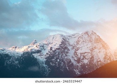 Alpine mountains. Snowcapped summit in the Alps. Beautiful landscape. - Powered by Shutterstock