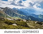 Alpine nature of Central Asia. Tien Shan mountain range from Kazakhstan.
