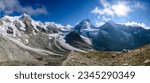 alpine panorama from Cabane du Mountet with Dent Blanche, Grand Cornier, Glacier du l