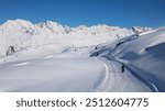 Alpine plateau covered in snow at Alpe d