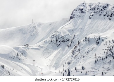 Alpine Ski Resort After Fresh Snowfall, Ski Center Latemar, Dolomites, Italy