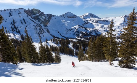 Alpine Skiing In Alta, Utah