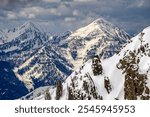 Alpine skiing at Snowbird Ski Resort in Salt Lake City, Utah, USA