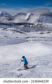 Alpine Skiing At Sunshine Village Ski Resort In Banff National Park, Canada