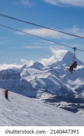 Alpine Skiing At Sunshine Village Ski Resort In Banff National Park, Canada