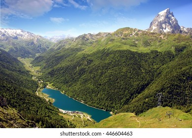 Alpine Snowed Mountain Pic Du Midi Ossau In French Pyrenees 