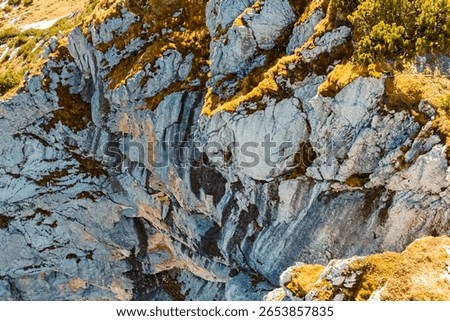 Alpine summer view with a steep dropdown at Mount Alpspitze, Garmisch, Partenkirchen, Werdenfelser Land, Bavaria, Germany