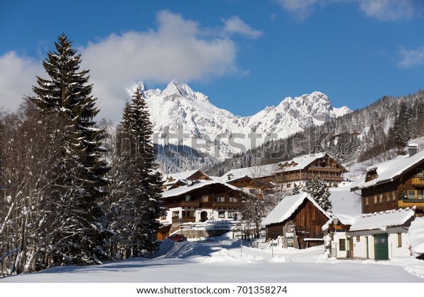 Alpine village in winter