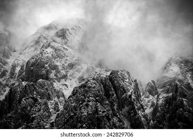 Alpine Winter Landscape In Transylvania, Romania, Europe