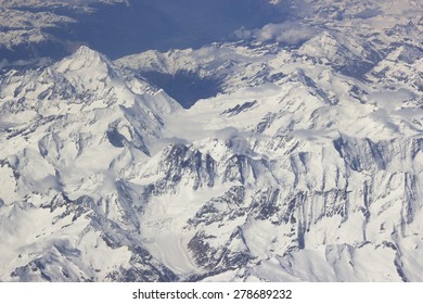 Alps - Aerial View From Window Of Airplane