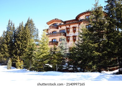 Courchevel,Rhône Alps, France. March 23rd 2022. Fairy Les Airelles Hotel In Ski Resort Courchevel By Winter. Les Arielles Hotel Is One Of The Most Famous Luxury Hotel In French Alps.