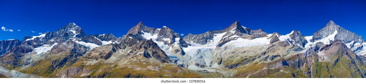 Alps mountains and glaciers panorama.