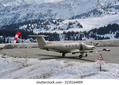 Courchevel,Rhône Alps,France. March 11th 2022. Courchevel Airport In French Alps.