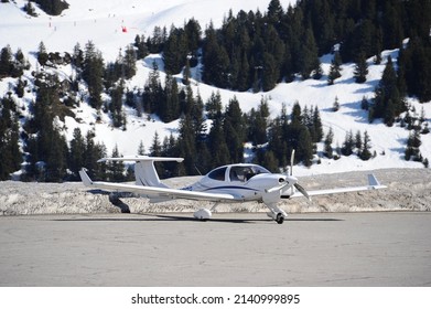 Courchevel,Rhône Alps,France. March 25th 2022. Ski Resort Courchevel Airport With A Private Jet. Many People Visiting The Resort Are Coming With Their Private Jets.