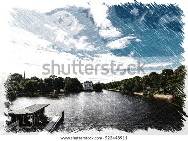 Alster Lake Hamburg Germany On Summer Stock Photo Edit Now